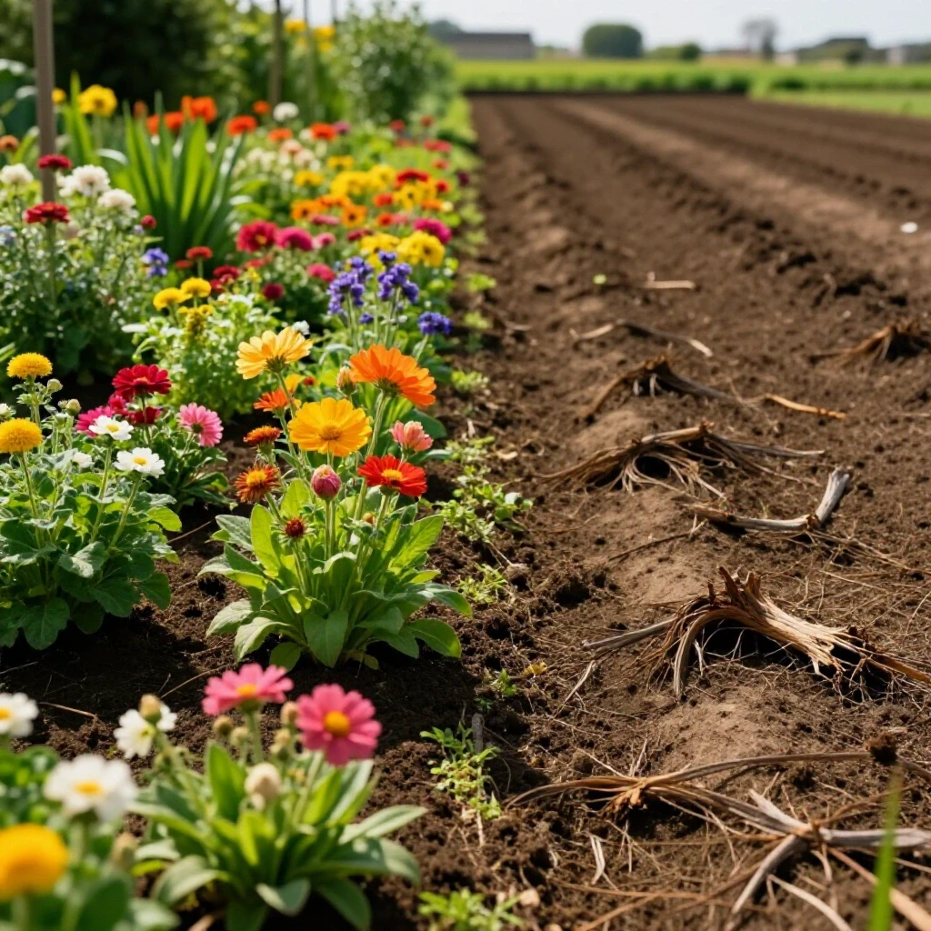 A split scene showing a lush garden representing social media growth hacks and a barren landscape symbolizing failures.