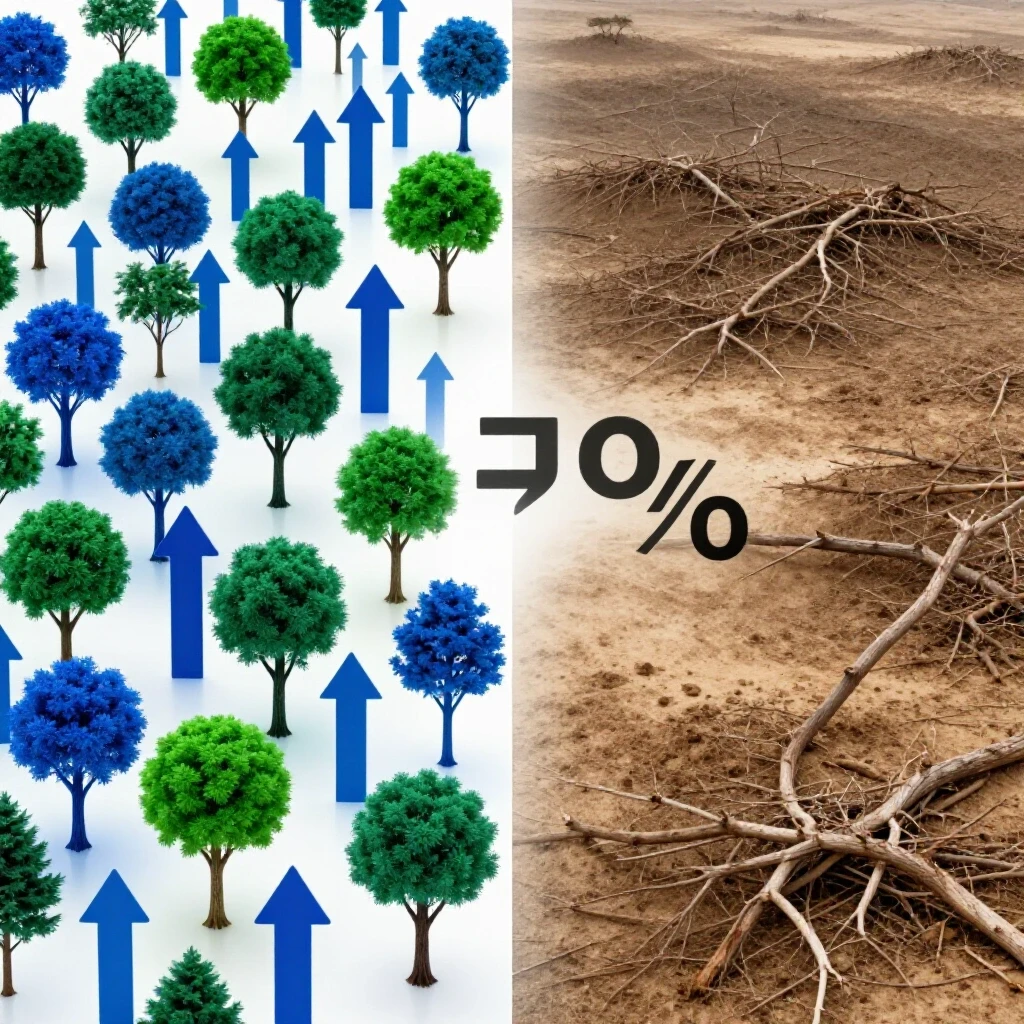 A contrasting split-image showing a vibrant social media growth landscape on one side and a barren landscape on the other, symbolizing platform updates.