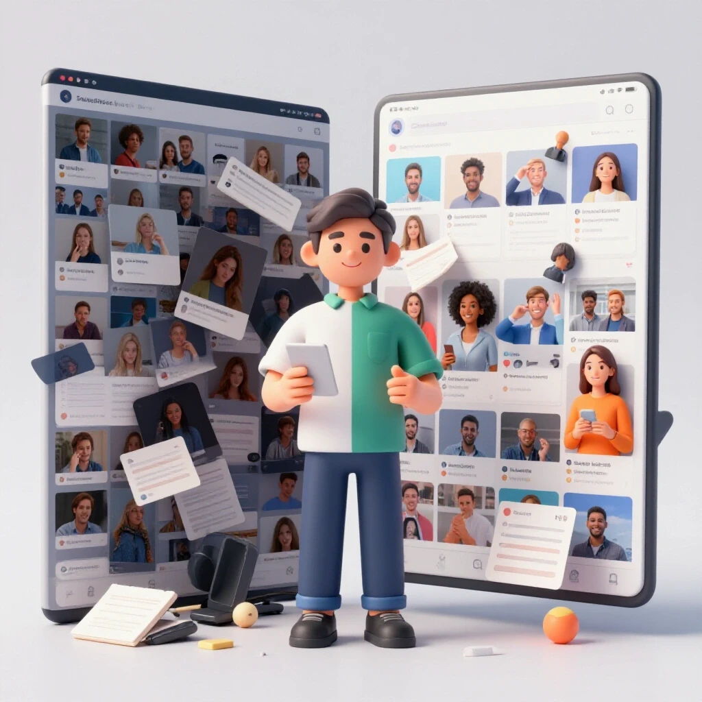 A split-screen illustrating a chaotic social media feed on the left and a vibrant, engaging feed on the right.