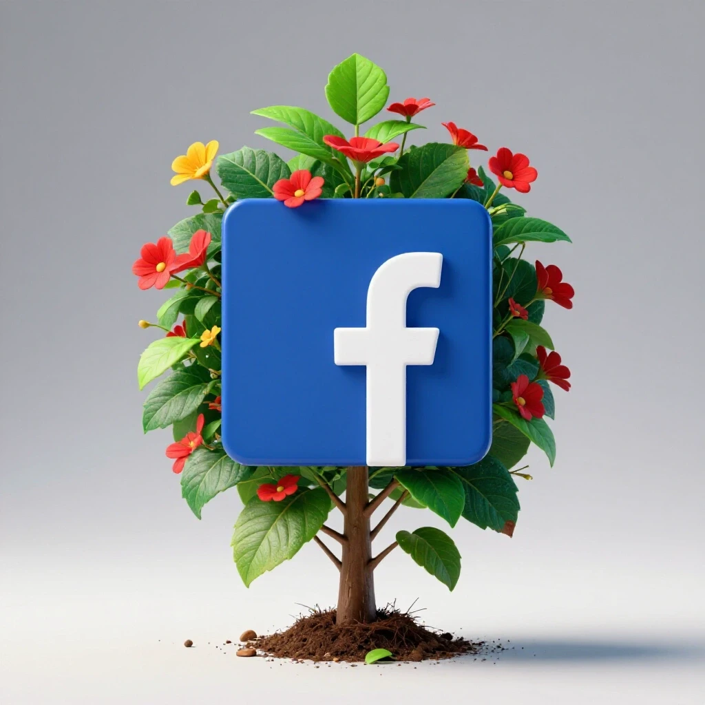 A wilted plant rejuvenating with vibrant colors, symbolizing the revival of Facebook ads.