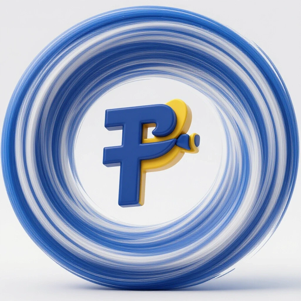 A vibrant Philippine peso symbol surrounded by swirling blue and white colors representing Facebook ads payment methods.