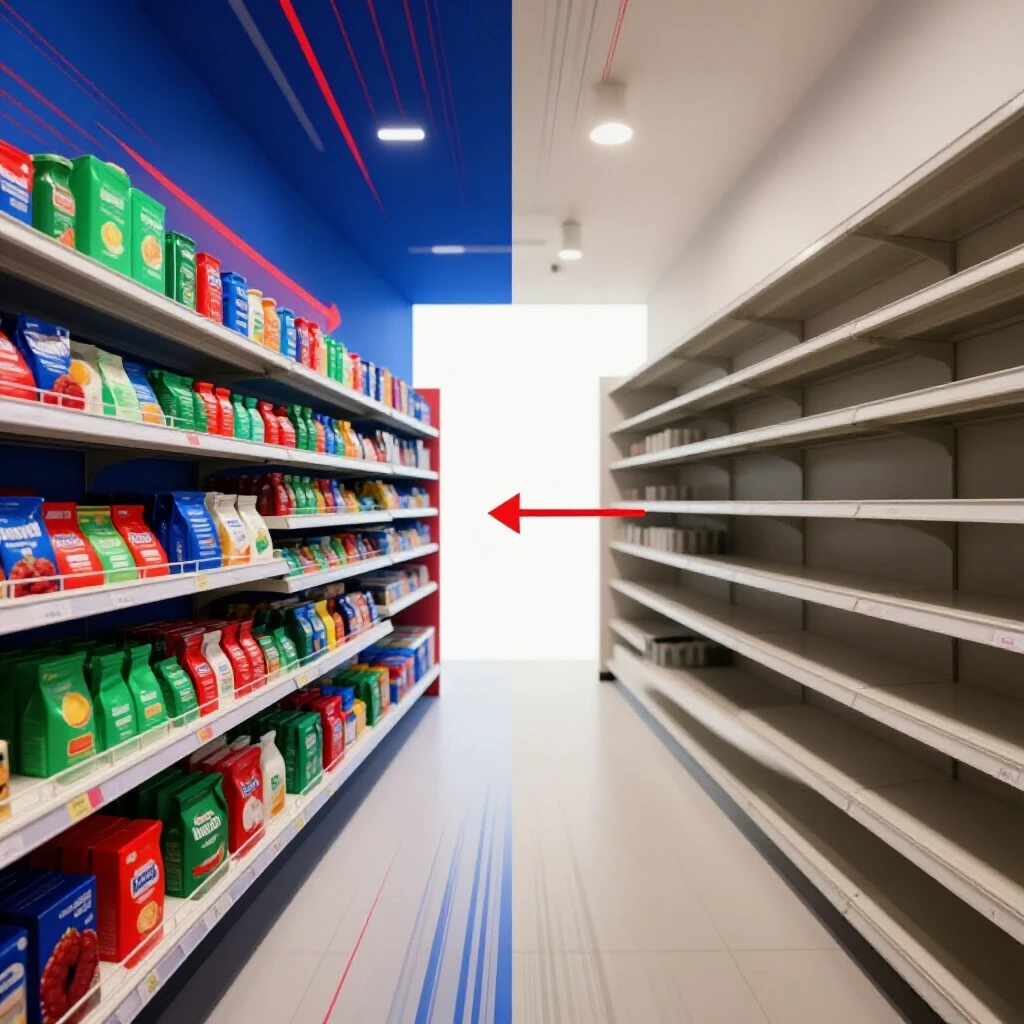 A split-image showing a vibrant social commerce environment on one side and a dull, unproductive space on the other, invoking curiosity.