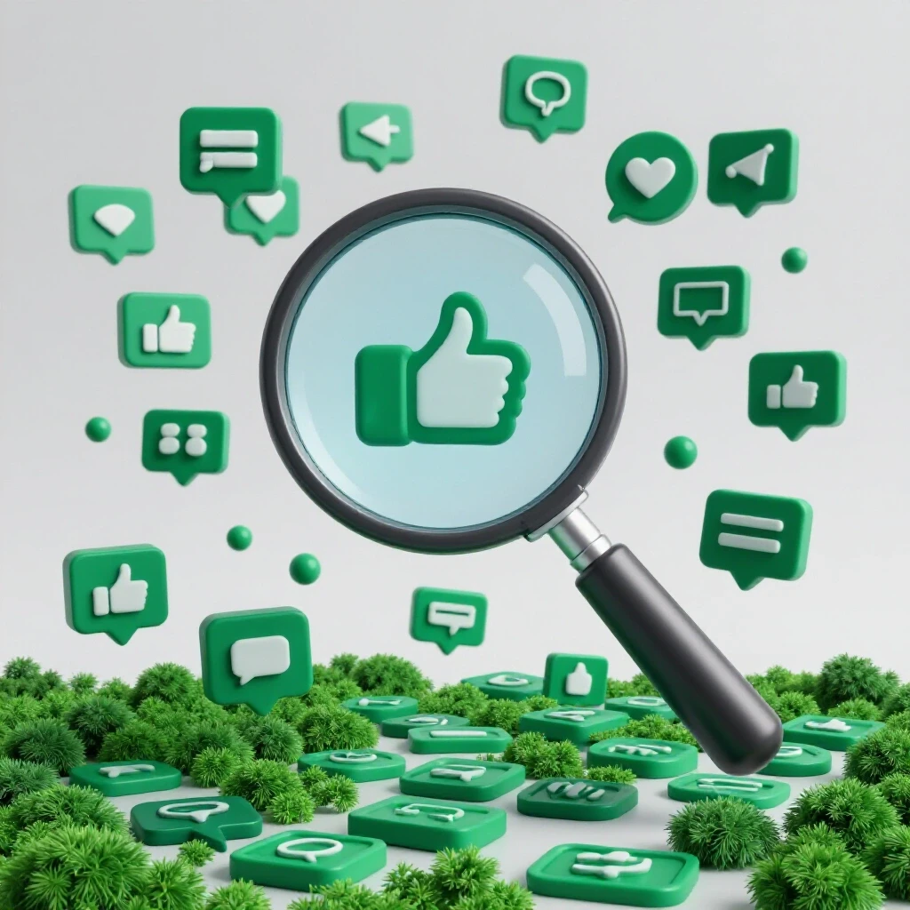 A magnifying glass over a digital landscape with vibrant social media icons, symbolizing scrutiny and compliance.