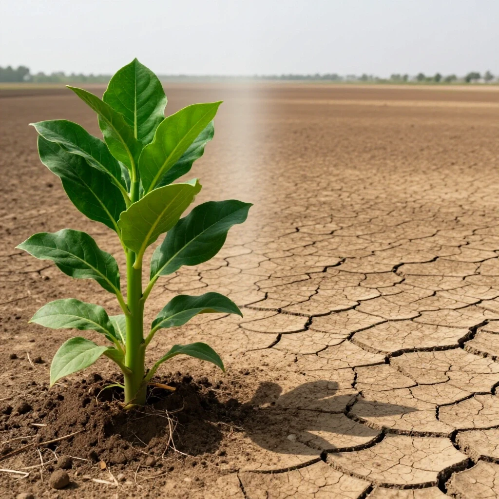 Contrast between a vibrant plant symbolizing growth and a dry landscape representing stagnation in social media growth.