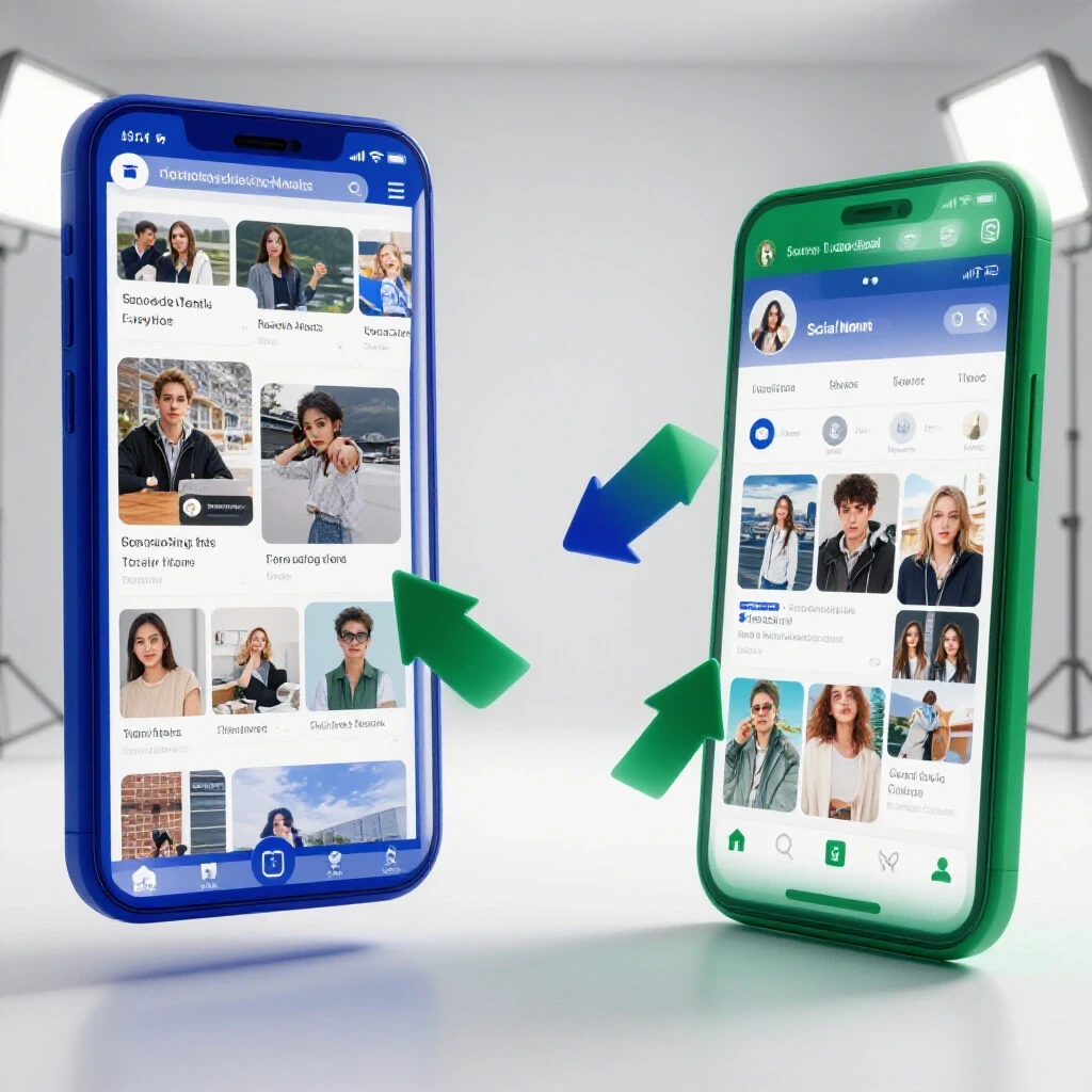 A visual comparison of two vibrant social media platform interfaces highlighting creative performance testing.