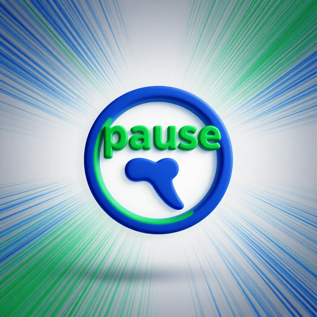 A vibrant Facebook ad visual with a large pause symbol, symbolizing the stop autoplay feature for enhanced engagement.