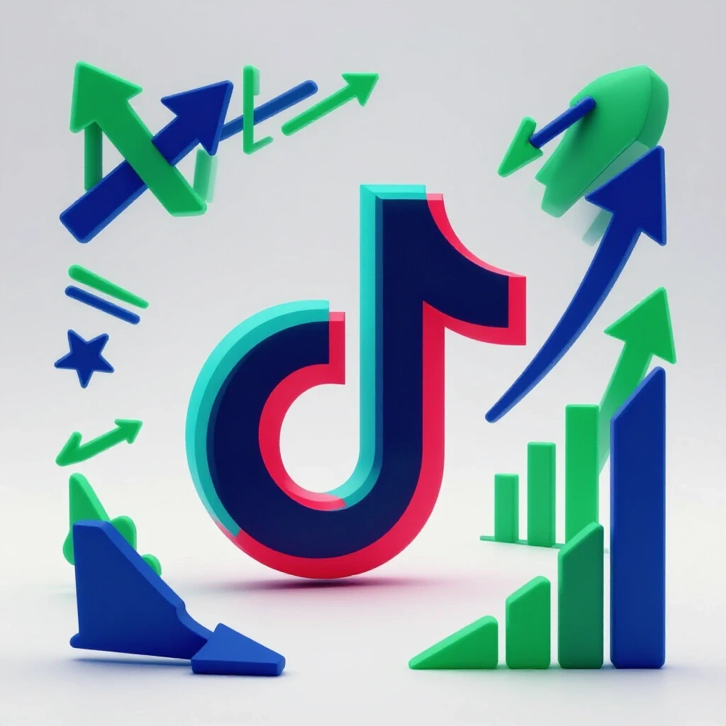 A vibrant 3D TikTok logo with dynamic growth elements like arrows and graphs, symbolizing ad campaign success.