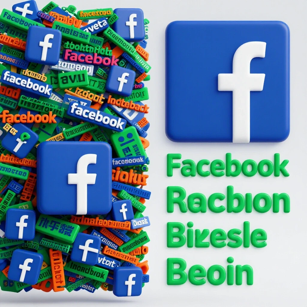A split-image showing a chaotic multilingual Facebook ad on one side and a streamlined single-language ad on the other, emphasizing ad clarity.