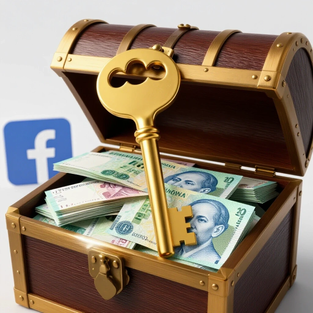 A gold key unlocking a treasure chest filled with colorful Philippine pesos against a light grey background.