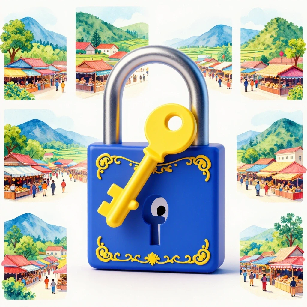 A bright and vivid 3D image of an ornate lock being opened by a Facebook-shaped key, symbolizing the unlocking of potential in Facebook advertising.