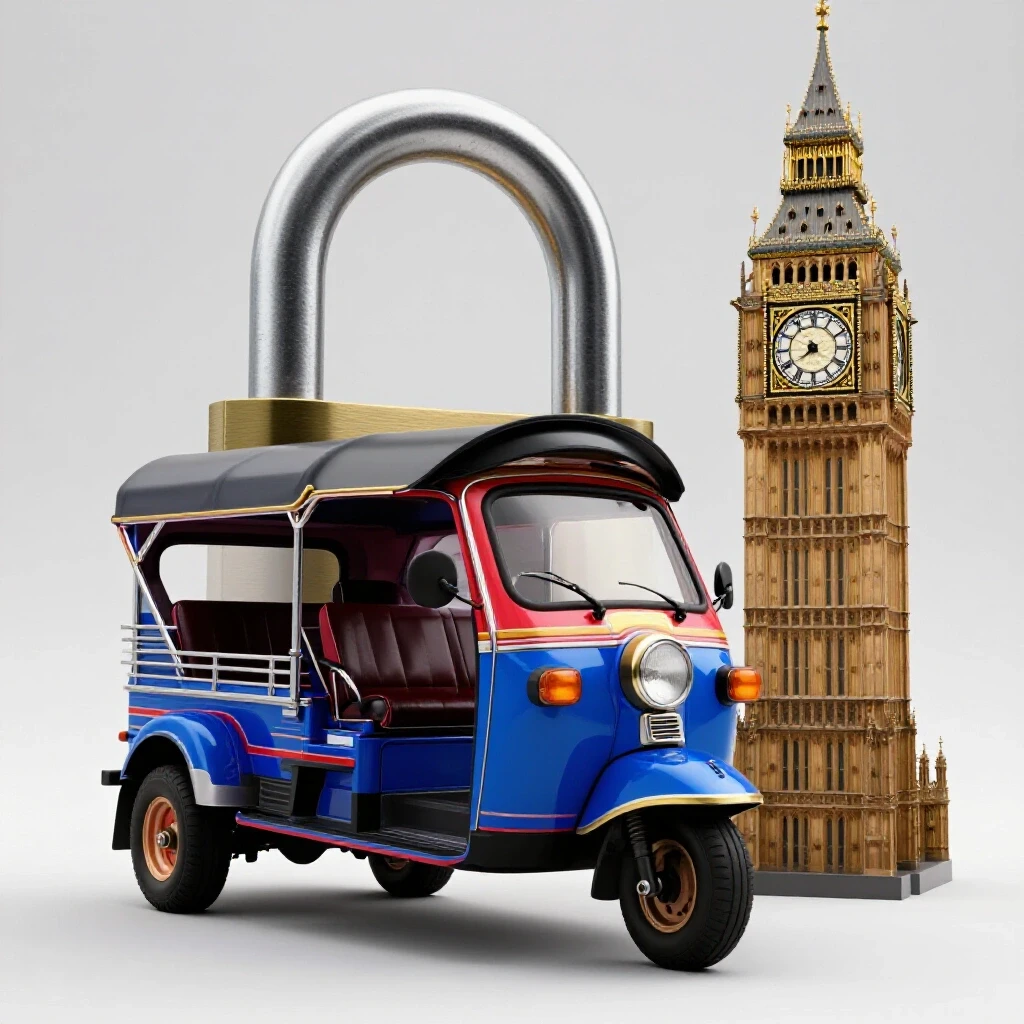 A vibrant 3D image of Big Ben and a Filipino jeepney emerging from a padlock, symbolizing UK VAT secrets.