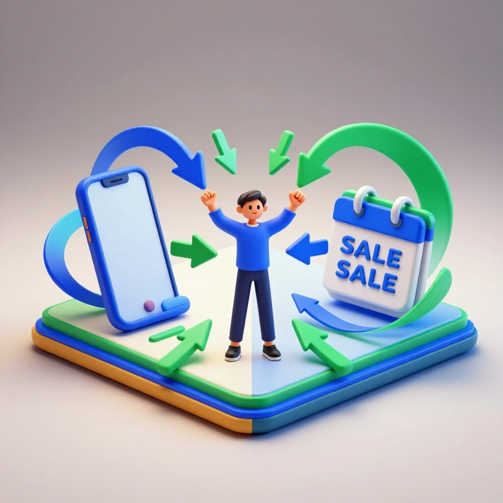 A vivid split-screen comparison of sales platforms with dynamic icons and swirling arrows representing booked sales calls.