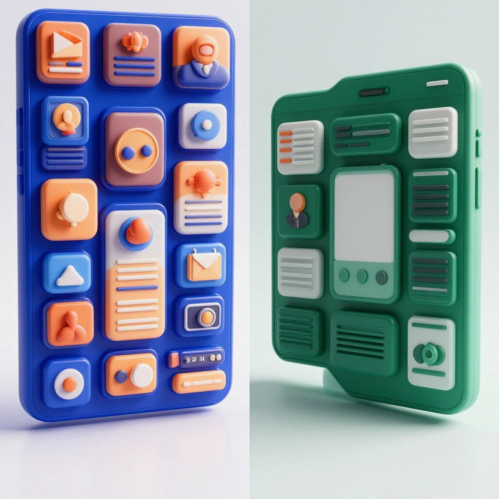 A split-screen image contrasting vibrant warm social media platforms with cooler subdued ones, illustrating engagement differences.