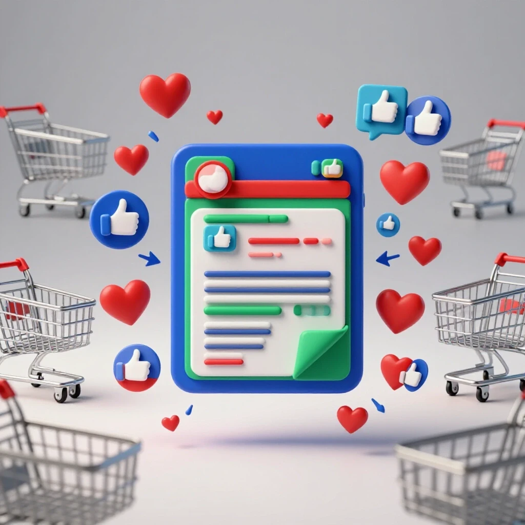 A visually striking 3D image demonstrating the contrast between a high engagement social media post and low conversion metrics, surrounded by engagement icons.